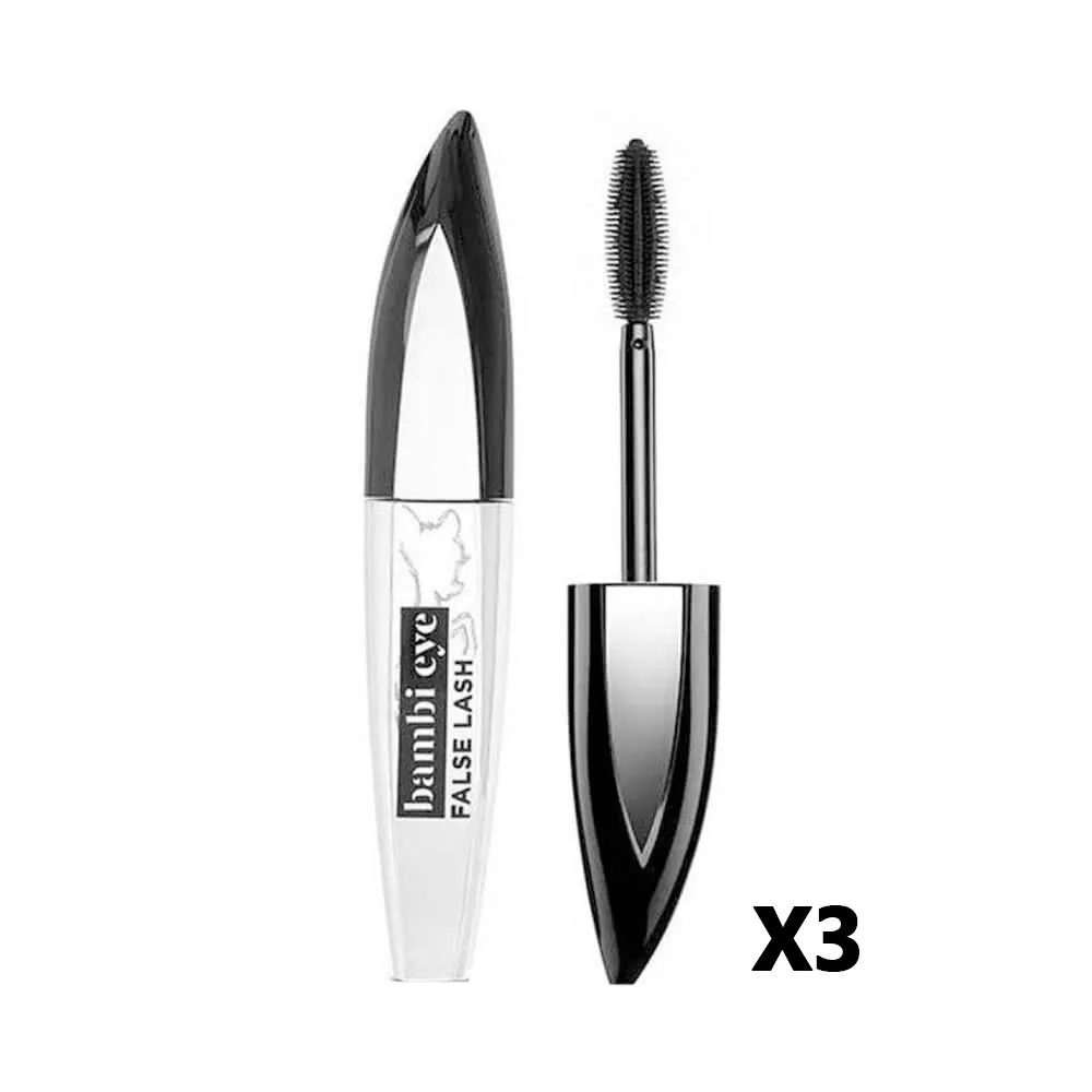 3x L'Oreal Bambi Eye False Lash Mascara Extra Black 8.9ml