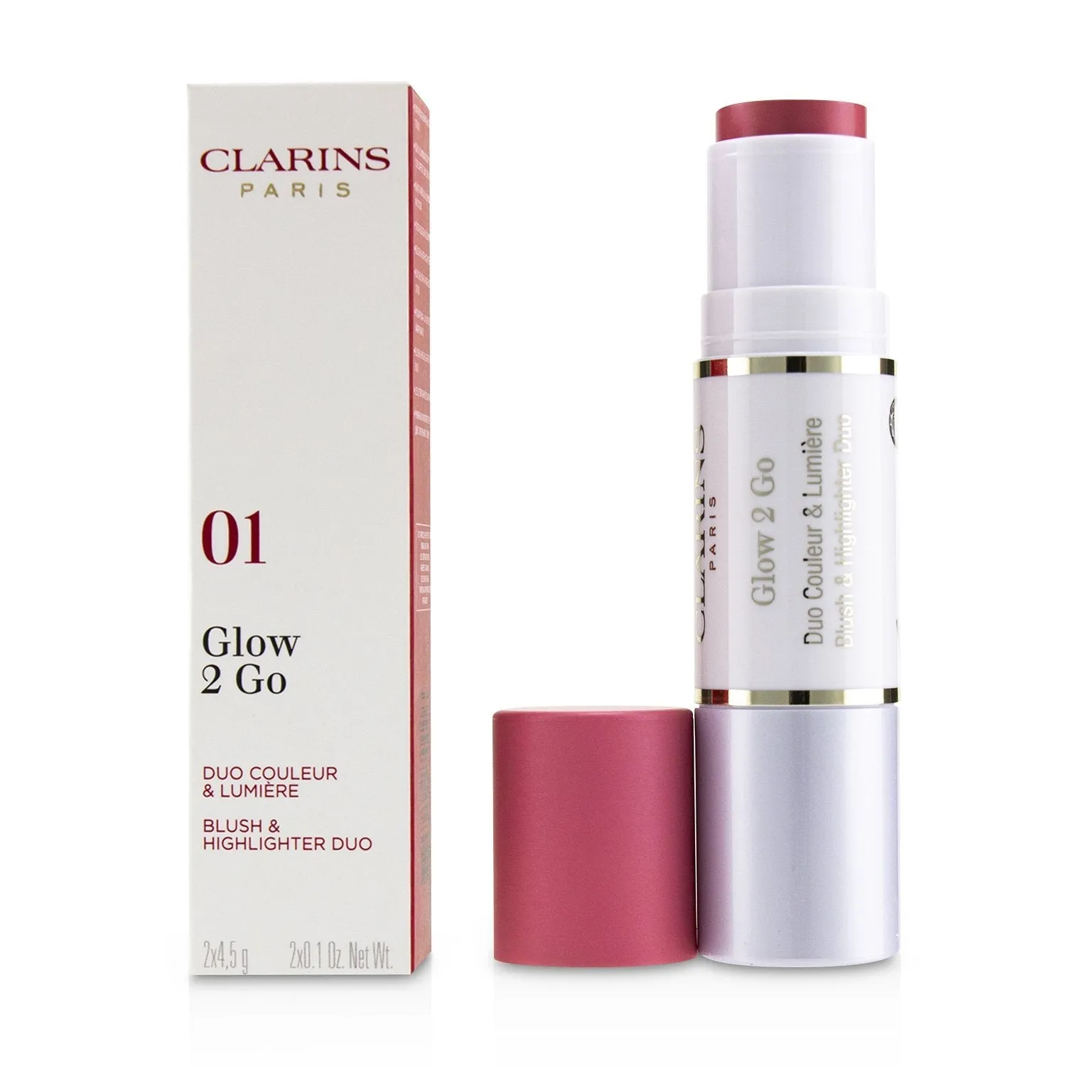 Clarins Glow 2 Go Blush & Highlighter Duo - # 01 Glowy Pink  2x4.5g/0.1oz