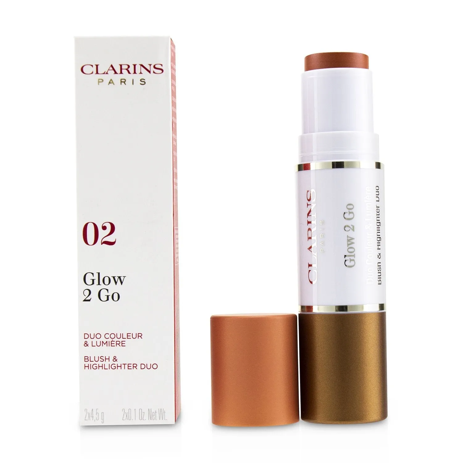 Clarins Glow 2 Go Blush & Highlighter Duo - # 01 Glowy Pink  2x4.5g/0.1oz