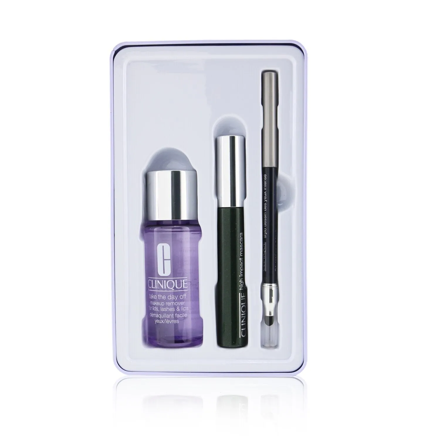 Clinique Jet Set Liftoff Lashes: Quickliner 0.28g   Take The Day Off Remover 50ml  High Impact Mascara 7ml  3pcs