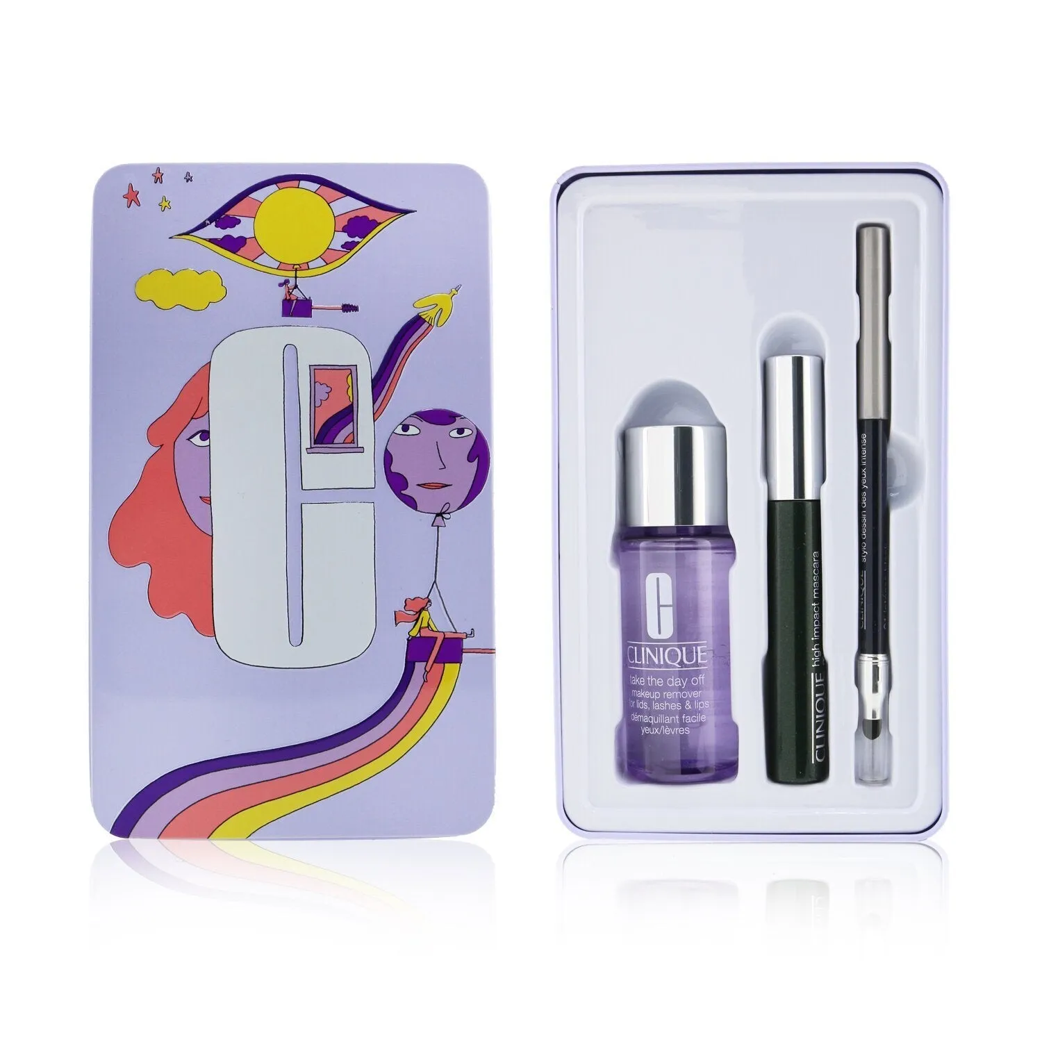 Clinique Jet Set Liftoff Lashes: Quickliner 0.28g   Take The Day Off Remover 50ml  High Impact Mascara 7ml  3pcs