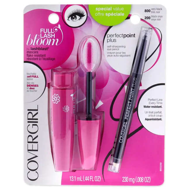 CoverGirl Full Lash Bloom Mascara & Perfect Point Plus Eye Pencil by CoverGirl for Women - 2 Pc 0.44oz Full Lash Bloom Mascara - # 800 Very Black. 0.008oz Perfect Point Plush Eye Pencil - # 200 Black Onyx