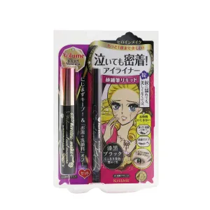 KISS ME Heroine Make Volume & Curl Mascara Advanced Film   Smooth Liquid Eyeliner Set - #01 Black  2pcs